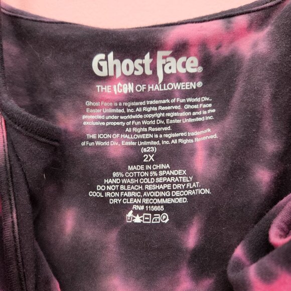 Hot Topic Scream Ghostface Scary Movies Pink Black Tie Dye Cami Tank Crop Top 2X - Picture 3 of 6